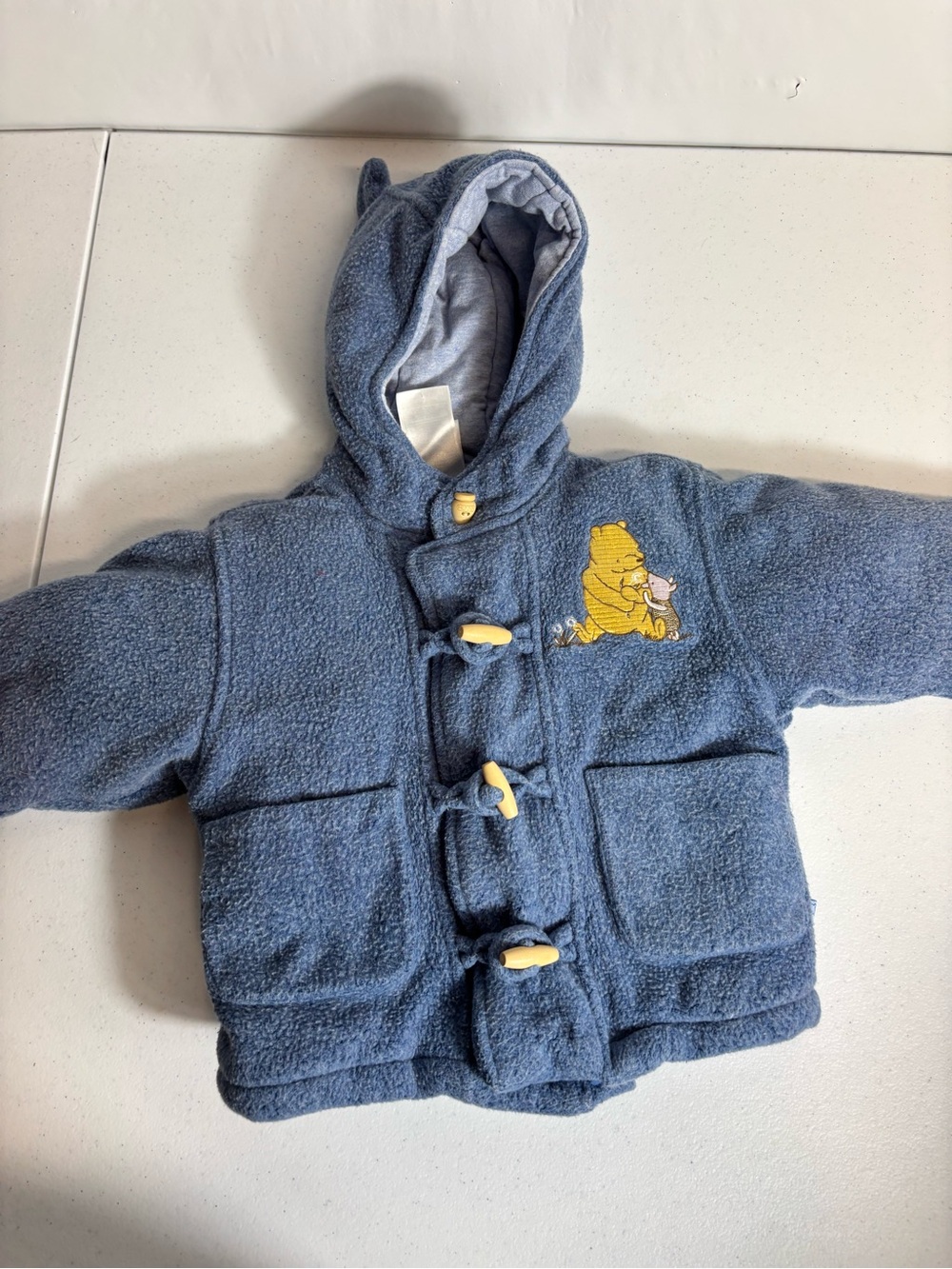 Vintage Winnie The Pooh 6 Mos Baby Jacket Toddler Embroidered Blue Disney Coat